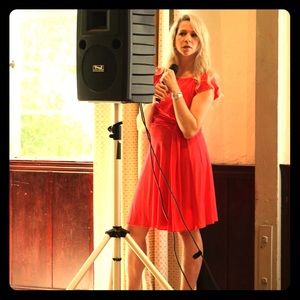 BCBC red dress - modest neckline - M